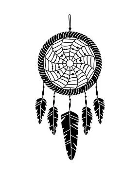 Vector illustration of dreamcatcher in boho style. Mystery interior. 스톡 일러스트