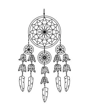 Vector illustration of dreamcatcher in boho style. Mystery interior Illustrazione stock