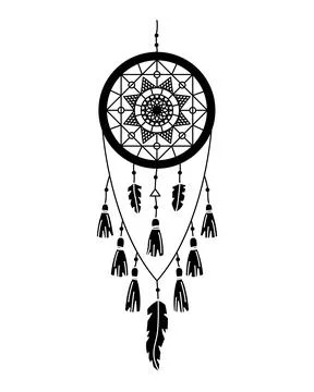 Vector illustration of dreamcatcher in boho style. Mystery interior. Simple s Stock Illustration