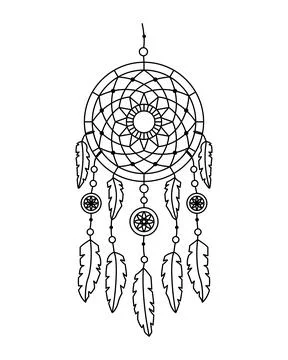 Vector illustration of dreamcatcher in boho style. Mystery interior Illustrazione stock