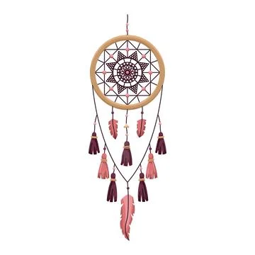 Vector illustration of a dreamcather in boho style. Mystical interiors. Illustrazione stock