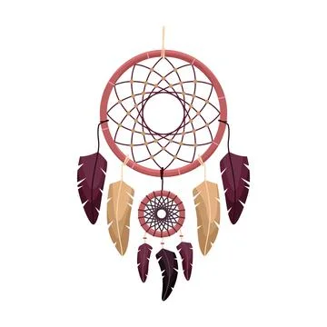 Vector illustration of a dreamcather in boho style. Mystical interiors. Illustrazione stock