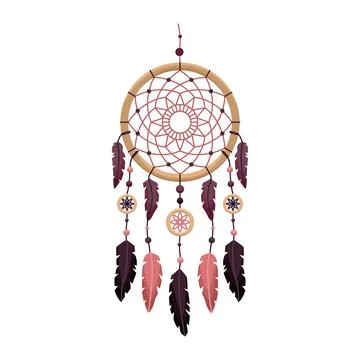 Vector illustration of a dreamcather in boho style. Mystical interiors. Illustrazione stock