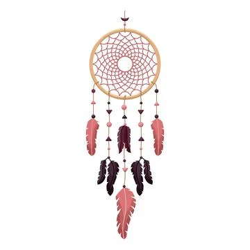 Vector illustration of a dreamcather in boho style. Mystical interiors. Illustrazione stock