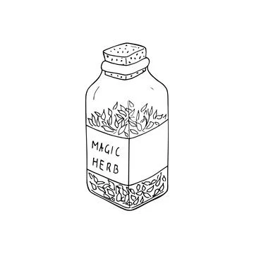 Vector illustration of dried herb in a glass jar. Vector illustration of ca.. Stock Illustration