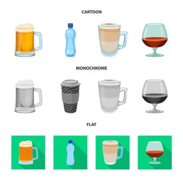 Vector illustration of drink and bar icon. Set of drink and party stock vector Stock Illustration