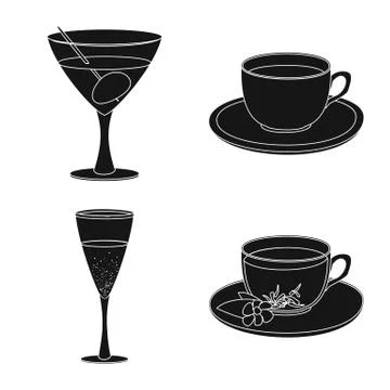Vector illustration of drink and bar logo. Collection of drink and party stock Illustration