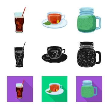 Vector illustration of drink and bar logo. Collection of drink and party vector Stock Illustration