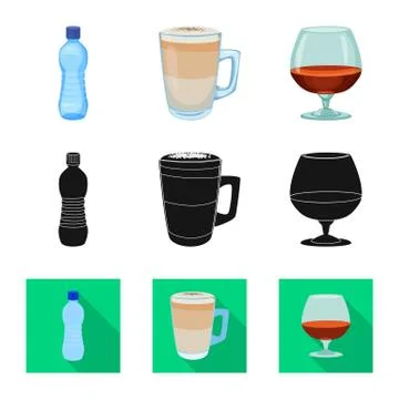 Vector illustration of drink and bar logo. Collection of drink and party stock Illustration