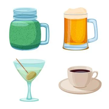 Vector illustration of drink and bar logo. Collection of drink and party vector Illustration