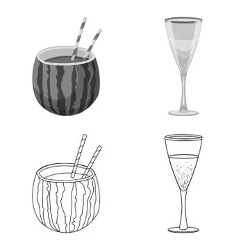 Vector illustration of drink and bar icon. Collection of drink and party stock Stock Illustration