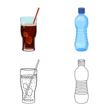 Vector illustration of drink and bar logo. Set of drink and party stock symbol Stock Illustration