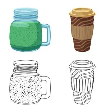 Vector illustration of drink and bar symbol. Set of drink and party stock symbol Stock Illustration