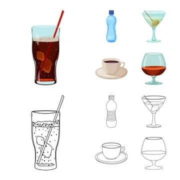 Vector illustration of drink and bar logo. Set of drink and party stock vector Stock Illustration
