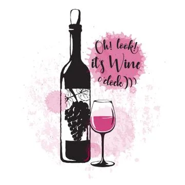 Vector illustration of drink related typographic quote. Wine old logo design Illustrazione stock