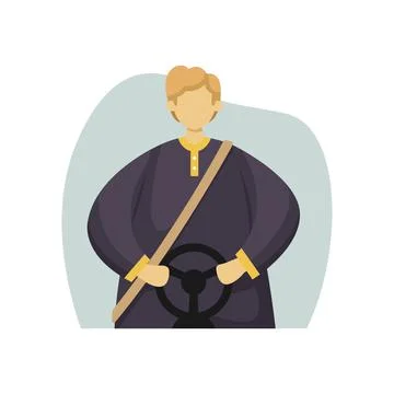 Vector illustration of a driver wearing a seat belt and hands on the steering Illustrazione stock