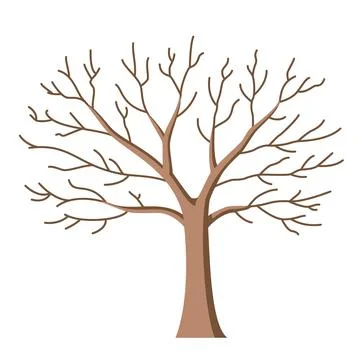 Vector illustration of a dry tree in cartoon style isolated on white backgrou Stock Illustration