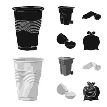 Vector illustration of dump and sort sign. Collection of dump and junk stock イラスト素材