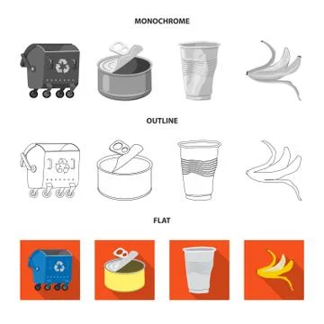 Vector illustration of dump and sort sign. Collection of dump and junk stock イラスト素材