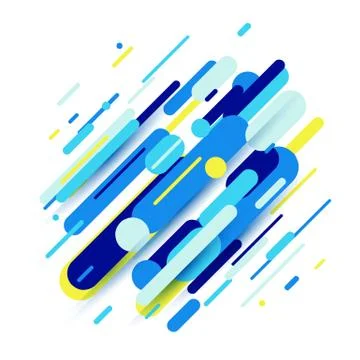 Vector illustration of dynamic composition made of colored rounded shapes lines Stock Illustration