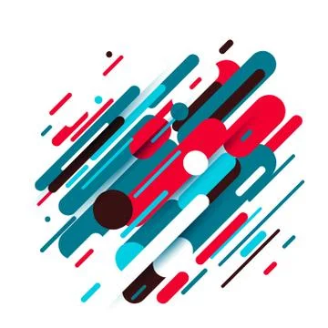 Vector illustration of dynamic composition made of colored rounded shapes lines Stock Illustration