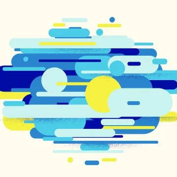 Vector illustration of dynamic composition made of colored rounded shapes lines Stock Illustration