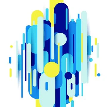 Vector illustration of dynamic composition made of colored rounded shapes lines Stock Illustration