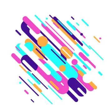 Vector illustration of dynamic composition made of various rounded shapes lines Stock Illustration
