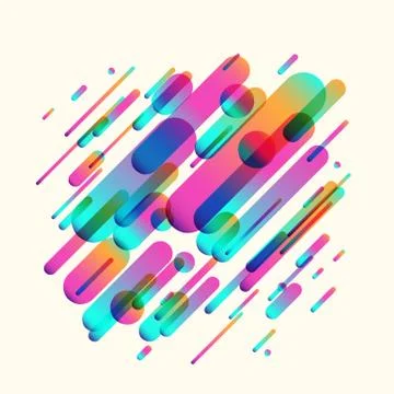 Vector illustration of dynamic composition made of various rounded shapes Stock Illustration