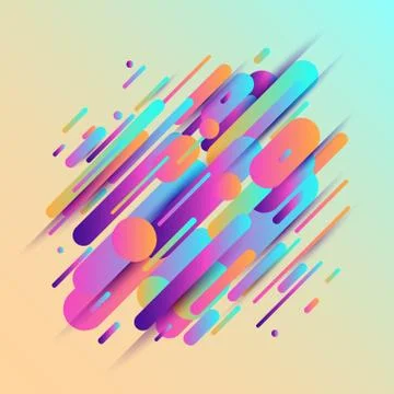 Vector illustration of dynamic composition made of various rounded shapes Stock Illustration