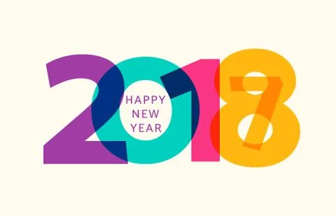 Vector illustration of dynamic holiday greeting card with color numbers 2018 Stock Illustration