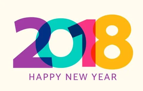 Vector illustration of dynamic holiday greeting card with color numbers 2018 Stock Illustration