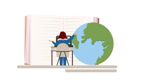 Vector illustration of e-learning concept with "global education" icon. Stock Illustration
