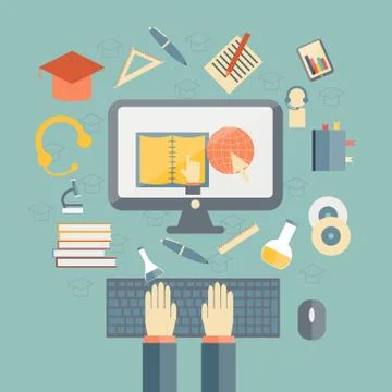 Vector illustration on e-learning theme Stock Illustration