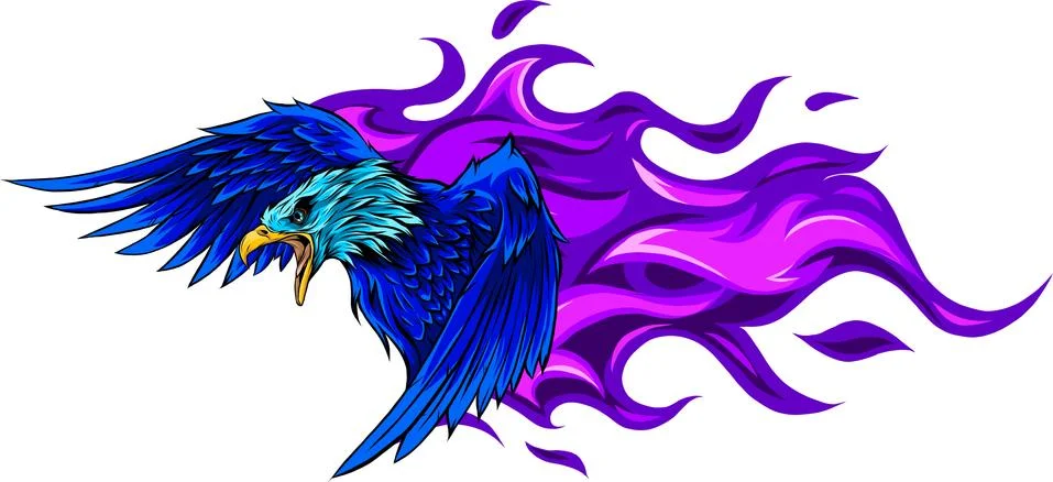 Vector illustration of eagle with flames design Stock Illustration