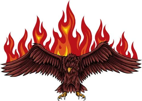 Vector illustration of eagle with flames design Illustrazione stock