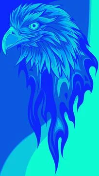 Vector illustration of eagle with flames design Illustrazione stock