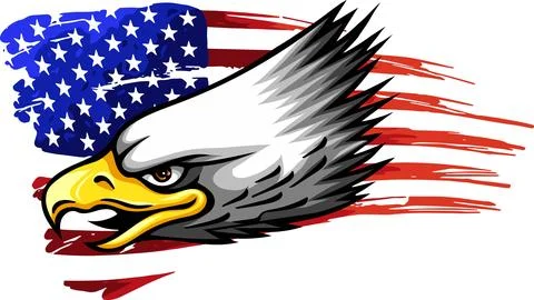 Vector illustration of eagle head with american flag 스톡 일러스트