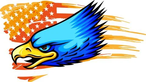 Vector illustration of eagle head with american flag 스톡 일러스트
