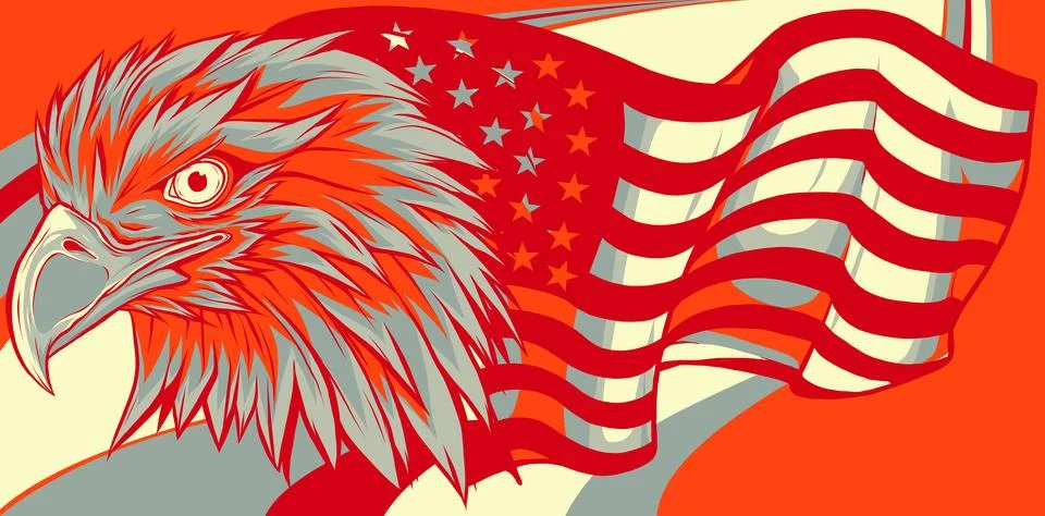 Vector illustration of eagle head with american flag 스톡 일러스트