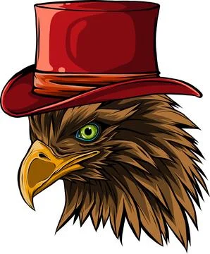 Vector illustration of eagle head with cylinder hat Stock Illustration