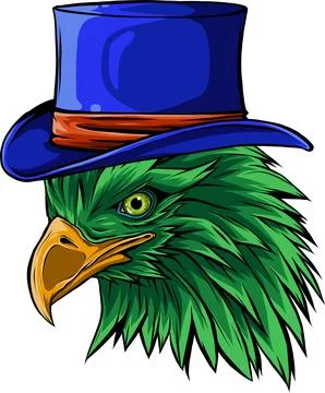 Vector illustration of eagle head with cylinder hat Stock Illustration