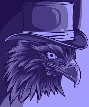 Vector illustration of eagle head with cylinder hat 스톡 일러스트
