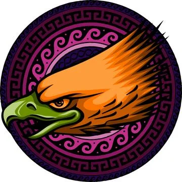 Vector illustration of eagle head with decoration on white background 库存插图