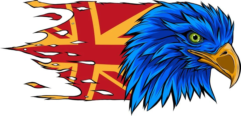 Vector illustration of Eagle Head mascot with british flag Illustrazione stock