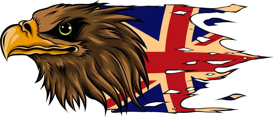 Vector illustration of Eagle Head mascot with british flag Illustrazione stock