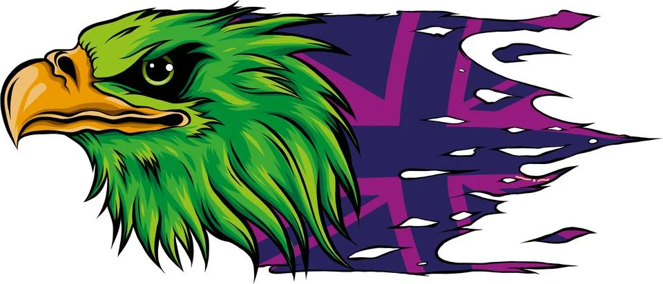 Vector illustration of Eagle Head mascot with british flag Stock Illustration