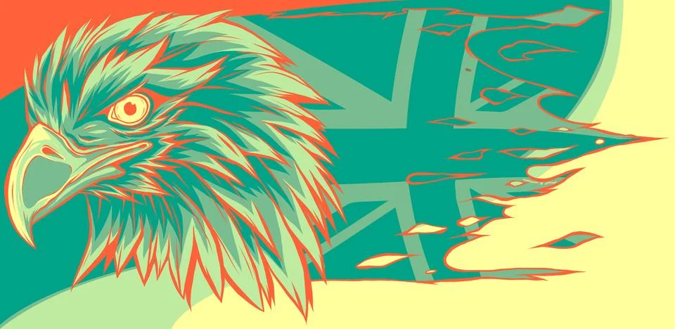 Vector illustration of Eagle Head mascot with british flag Illustrazione stock