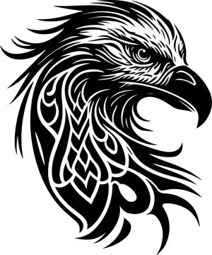 Vector illustration of eagle head with ornament Illustrazione stock