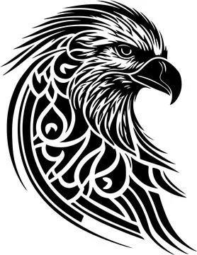 Vector illustration of eagle head with ornament Illustrazione stock